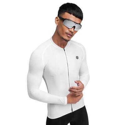 Heren fietsen wielershirt lange mouw m2 state road wit