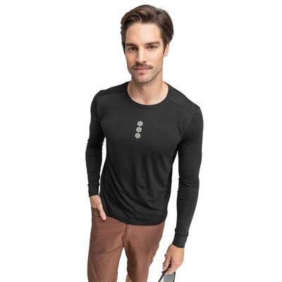 Heren wielrennen gravel fiets t-shirt met lange mouwen rubra zwart