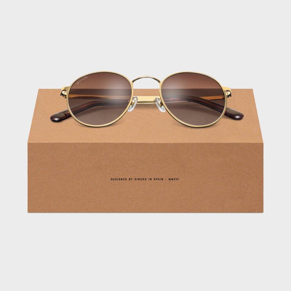 Gafas de sol redondas de acetato lifestyle Hombre y Mujer Camden Marrón 1/7