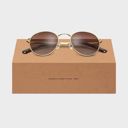 Herren und Damen Lifestyle Runde Sonnenbrille aus Edelstahl Camden Braun