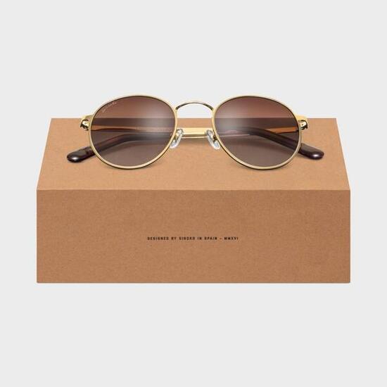 Herren und Damen Lifestyle Runde Sonnenbrille aus Edelstahl Camden Braun