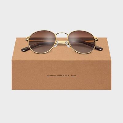 Heren en dames lifestyle ronde zonnebril van roestvrij staal camden bruin