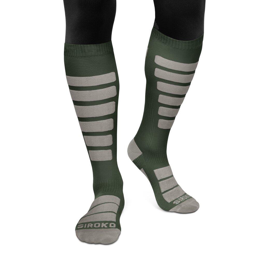 SIROKO Calze da snowboard Sport invernali Uomo e donna Aoraki Green Verde Militare