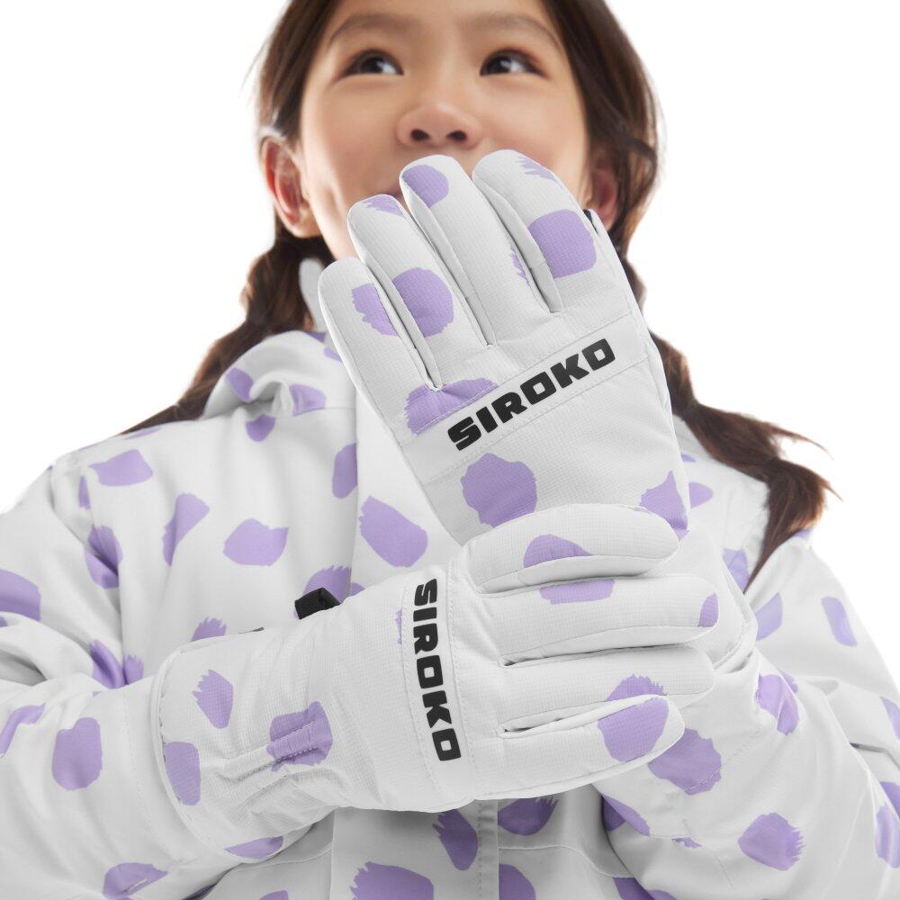 Gants thermiques snowboard et ski enfant Sports d'hiver Enfants Doodle Blanc 4/7
