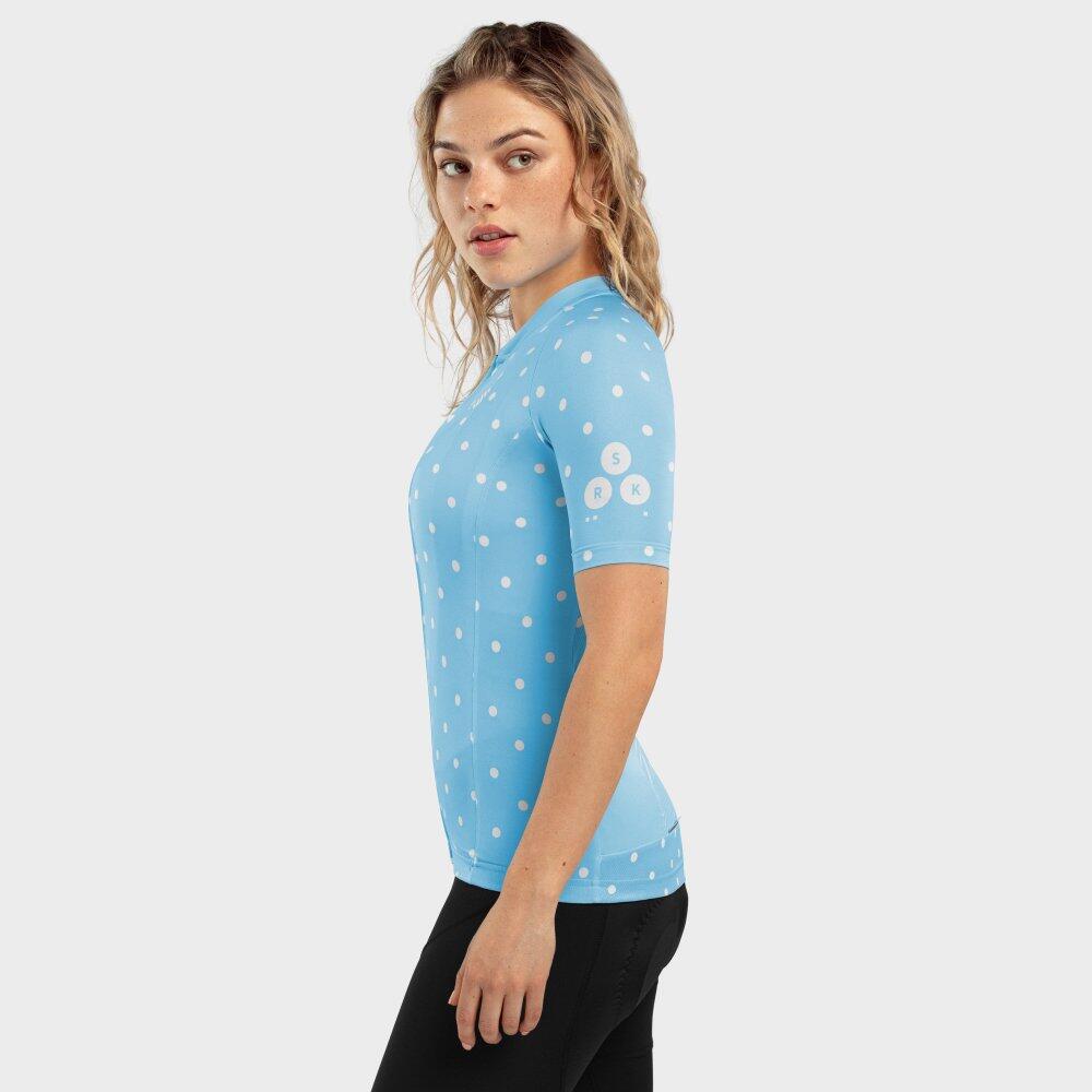 Dames Wielrennen   wielershirt Bio Race Dots Blauw 4/7