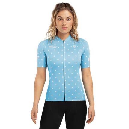 Damen Radsport biologisch abbaubares radtrikot Bio Race Dots Blau