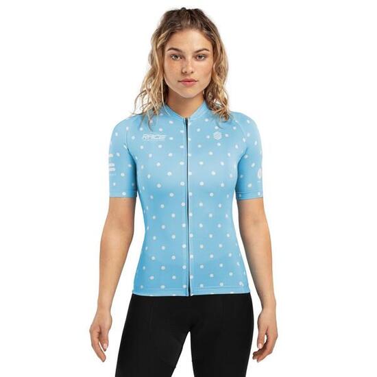 Damen Radsport biologisch abbaubares radtrikot Bio Race Dots Blau