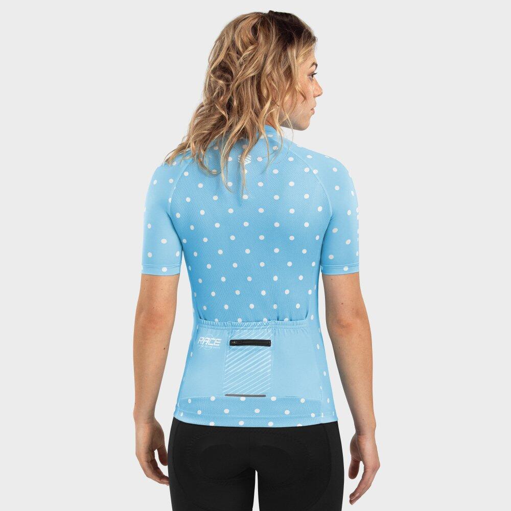 Dames Wielrennen   wielershirt Bio Race Dots Blauw 3/7
