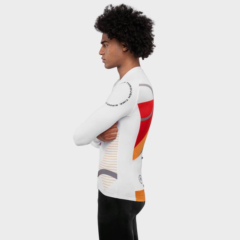 Men Cycling 's long sleeve jersey M2 Finish Line White