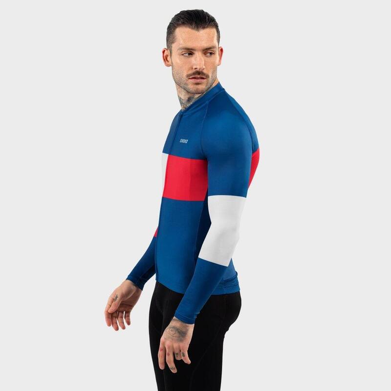 Pánský cyklistický dres s dlouhým rukávem M2 Vezzana Modrá