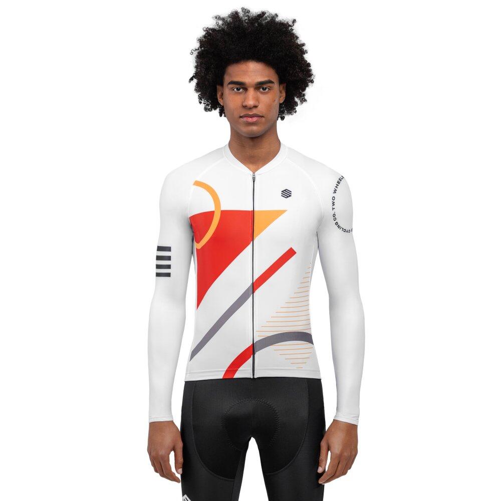 SIROKO Pánský cyklistický dres s dlouhým rukávem M2 Finish Line Bílá