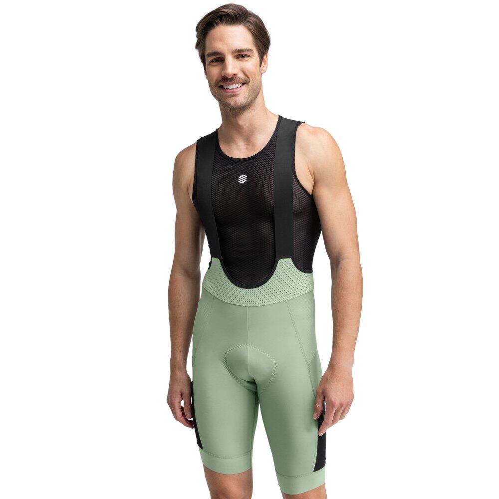 Calções de ciclismo gravel com alças para homem castleton verde