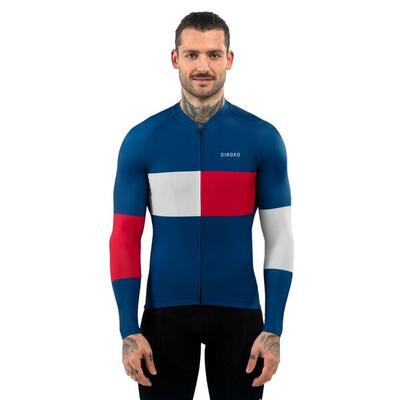 Heren wielrennen wielershirt lange mouw m2 vezzana blauw