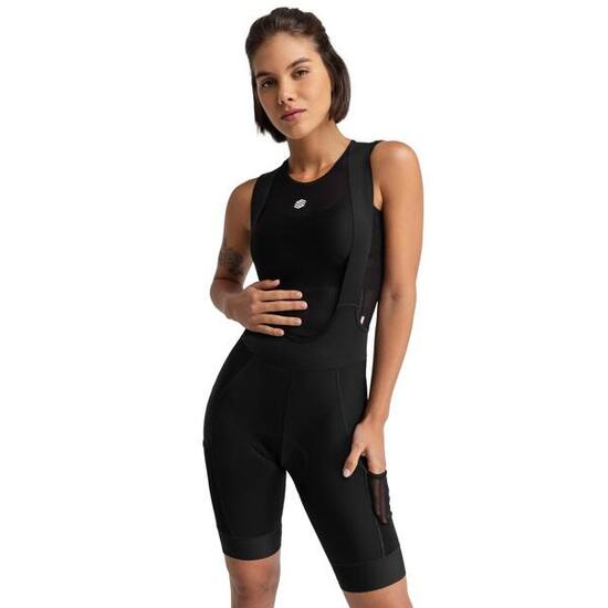 Damen Radsport kurze gravel-fahrradträgerhose Jet Schwarz