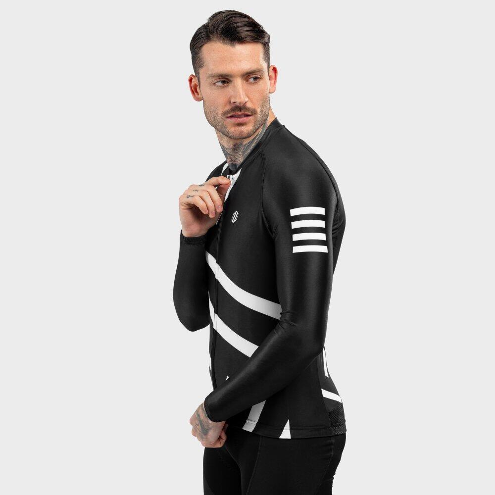 SIROKO - Maillot Manga Larga Para Ciclismo M2 Leader - XL - Negro/Blanco