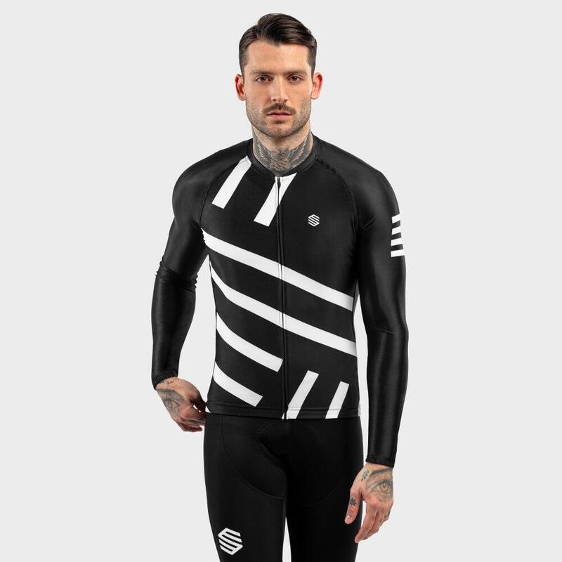 Pánský cyklistický dres s dlouhým rukávem M2 Leader Černá