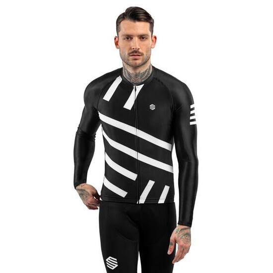 Herren Radsport langärmeliges radtrikot für M2 Leader Schwarz
