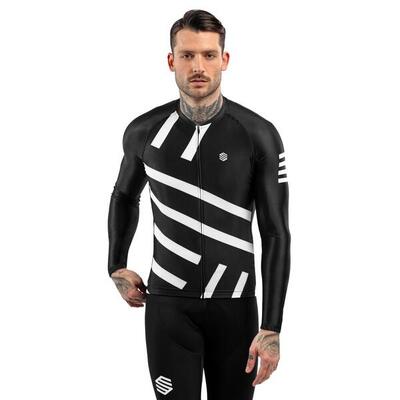 Heren wielrennen wielershirt lange mouw m2 leader zwart