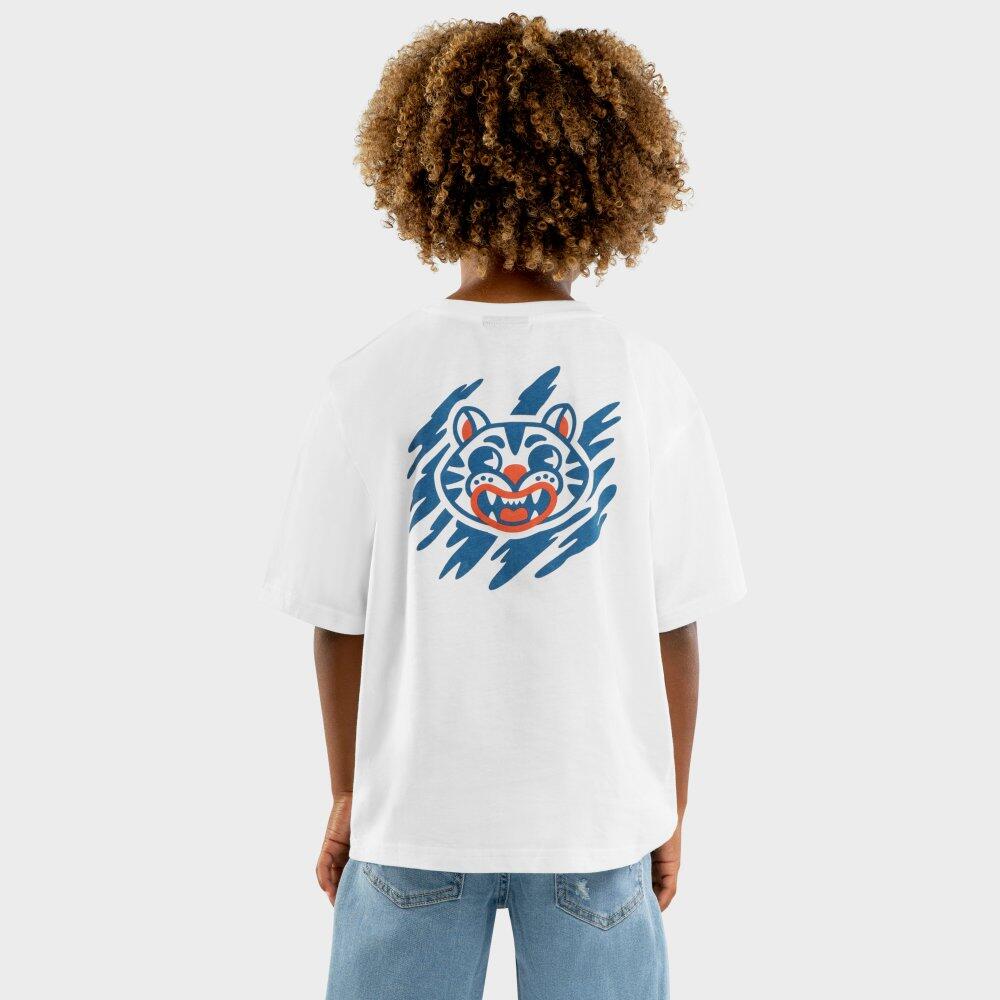 Kinder Lifestyle Kurzärmeliges Baumwoll-T-Shirt für Jungen Kitty Weiß 2/7
