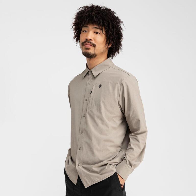 Camisa de caminhada de manga comprida para homem Ferrata Castanho