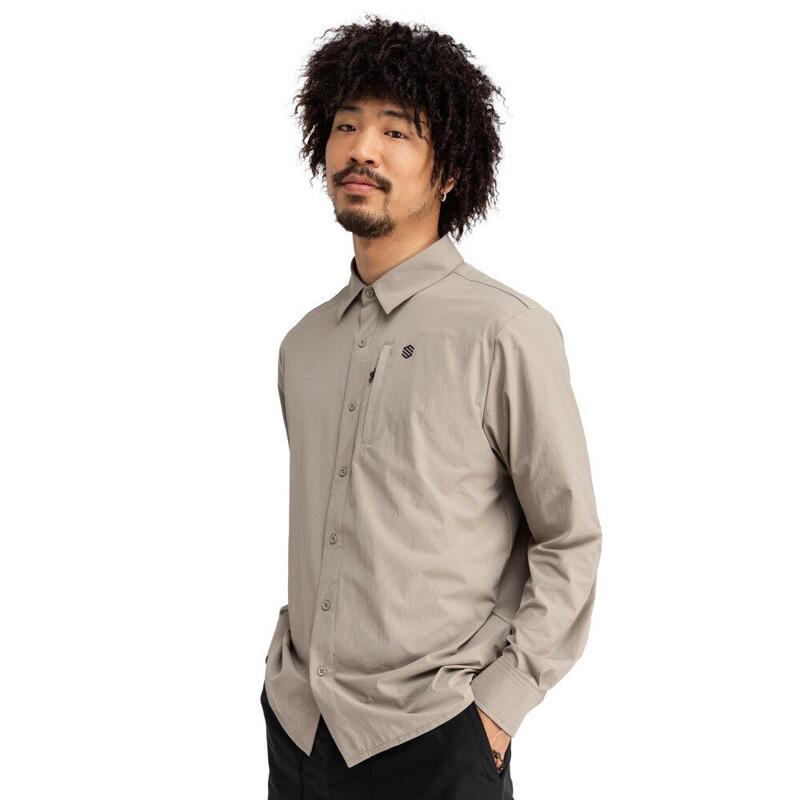 Camisa de caminhada de manga comprida para homem Ferrata Castanho
