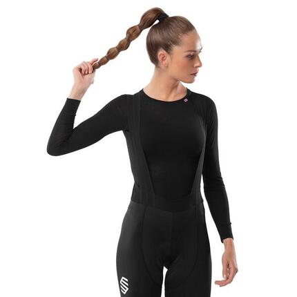 Damen Radsport fahrradbaselayer aus wolle für SRX Team Schwarz