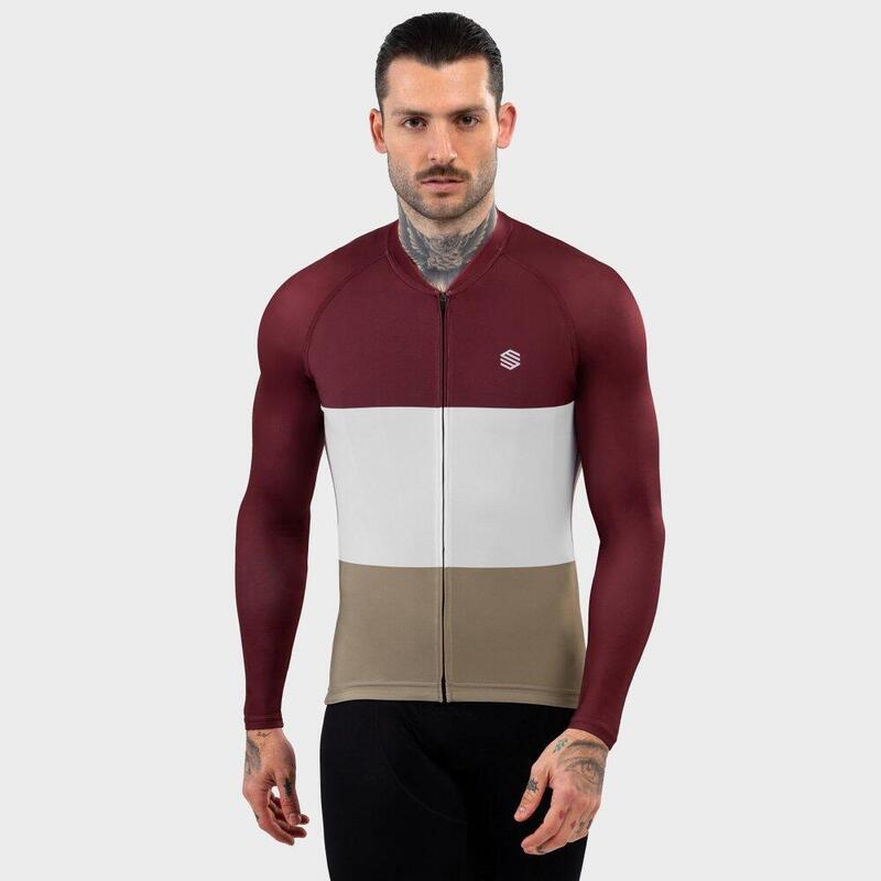 Pánský cyklistický dres s dlouhým rukávem M2 Triplet Vínová