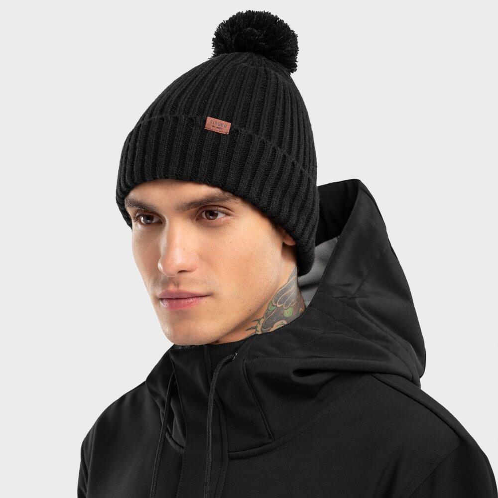 Herren und Damen Wintersport Winter-Bommelmütze Nori Schwarz 2/7