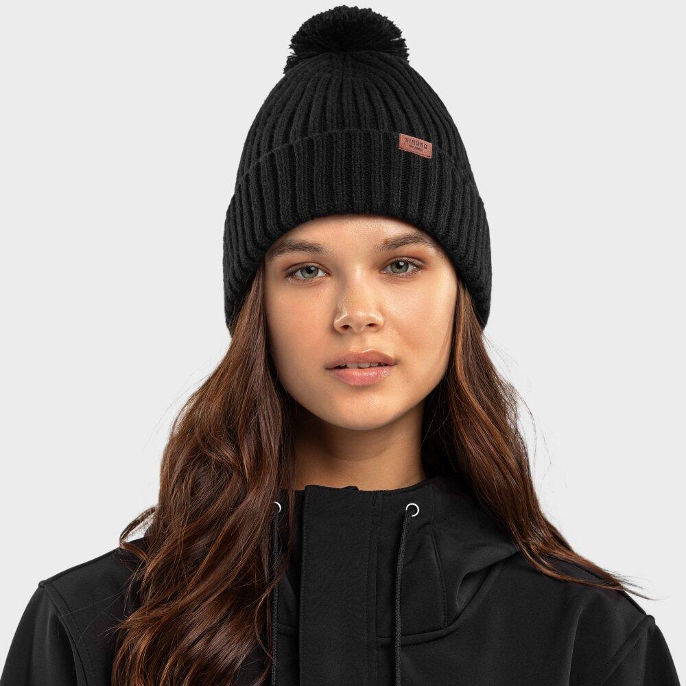 Herren und Damen Wintersport Winter-Bommelmütze Nori Schwarz 3/7