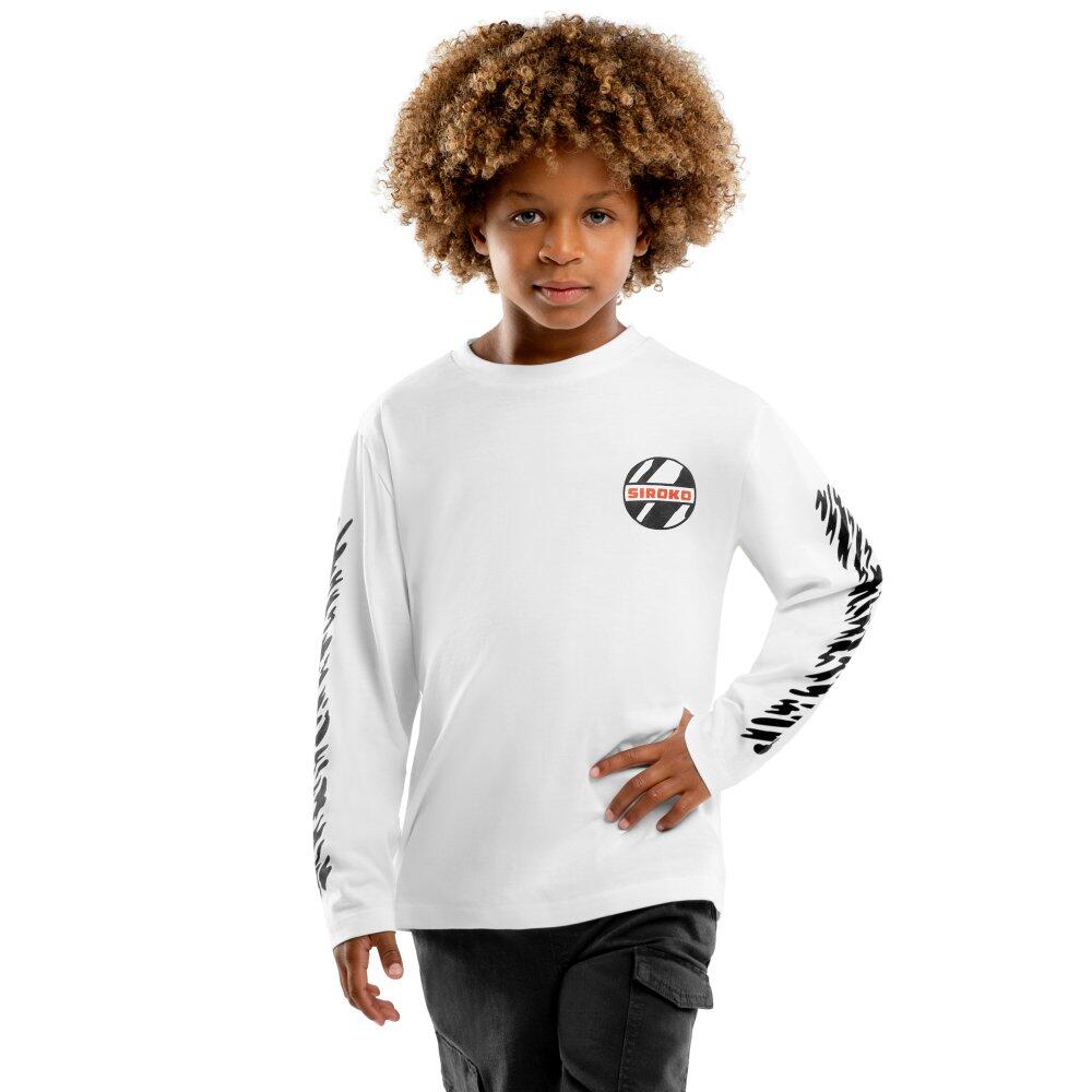 SIROKO Kids Lifestyle Boys’ long sleeve cotton T-shirt Jaguar White