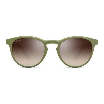 Heren en dames lifestyle ronde fashion zonnebril waimea olijfgroen