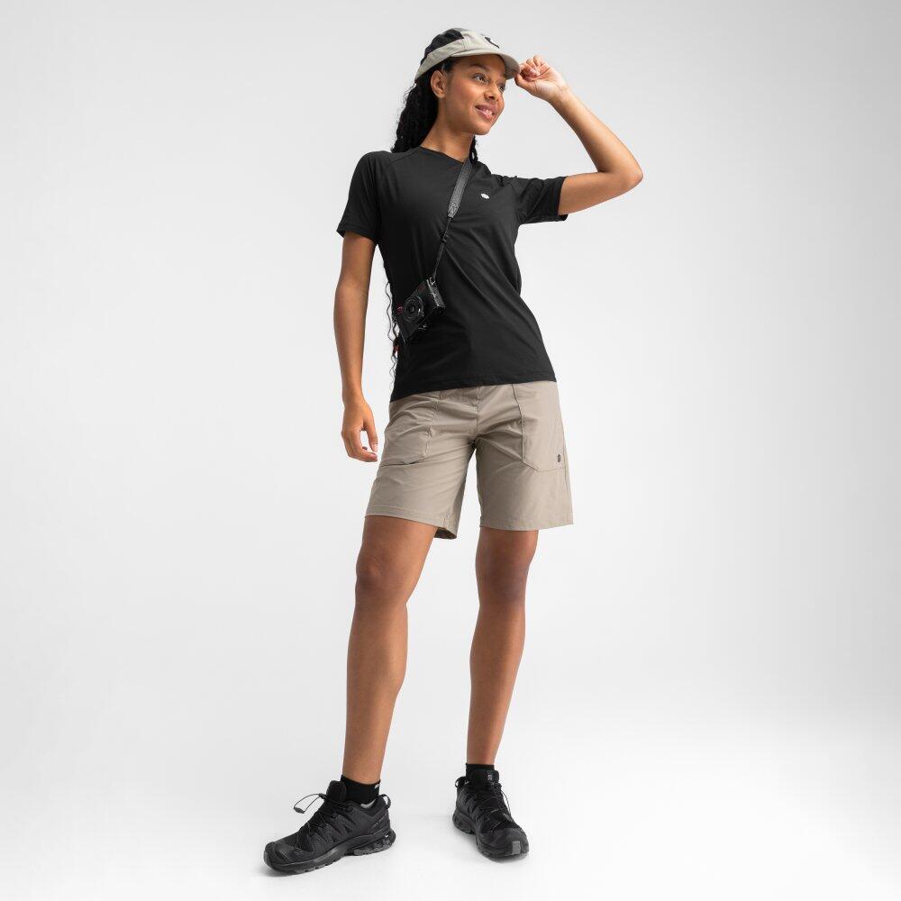 Damen Wandern kurzärmeliges wander-t-shirt für Eiger Schwarz 3/8