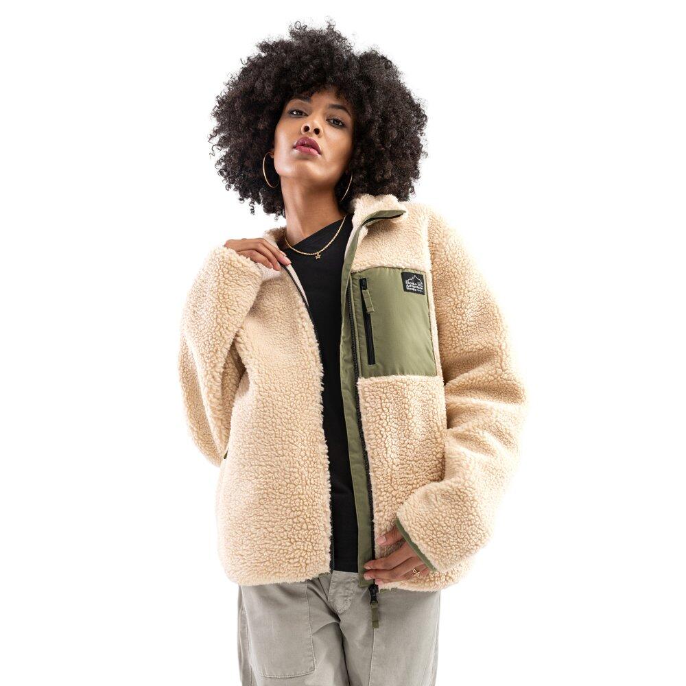 SIROKO Casaco de sherpa para mulher Lifestyle Walnut-W Beige