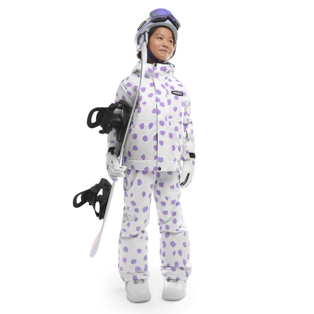 Kinder Wintersport Snowboard-Trägerhose für Mädchen KB1-G Polka Lila 3/7