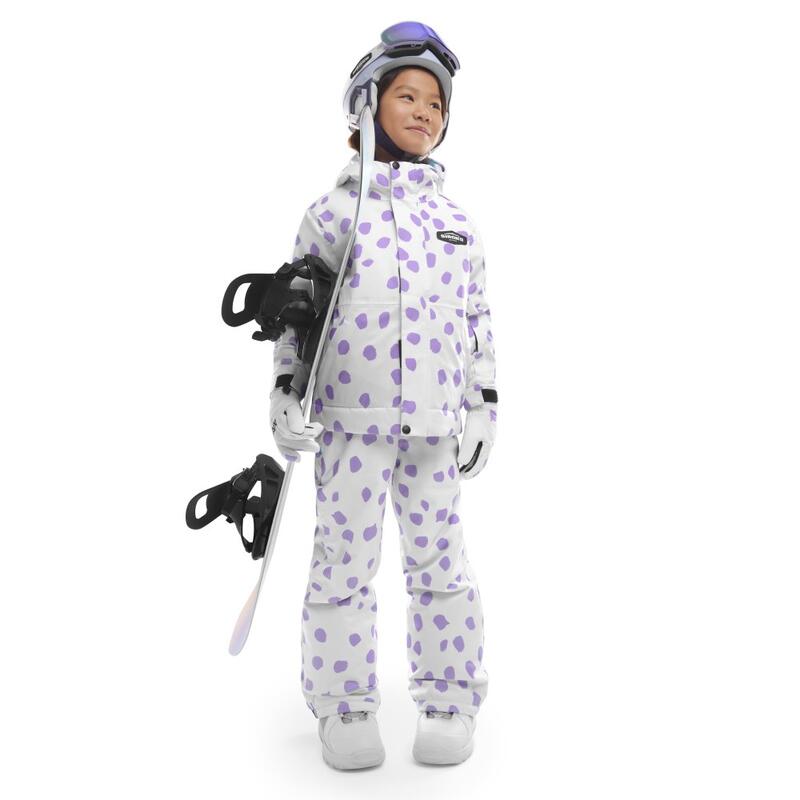 Pantaloni cu bretele pentru snowboard pentru fete KB1-G Polka Violet