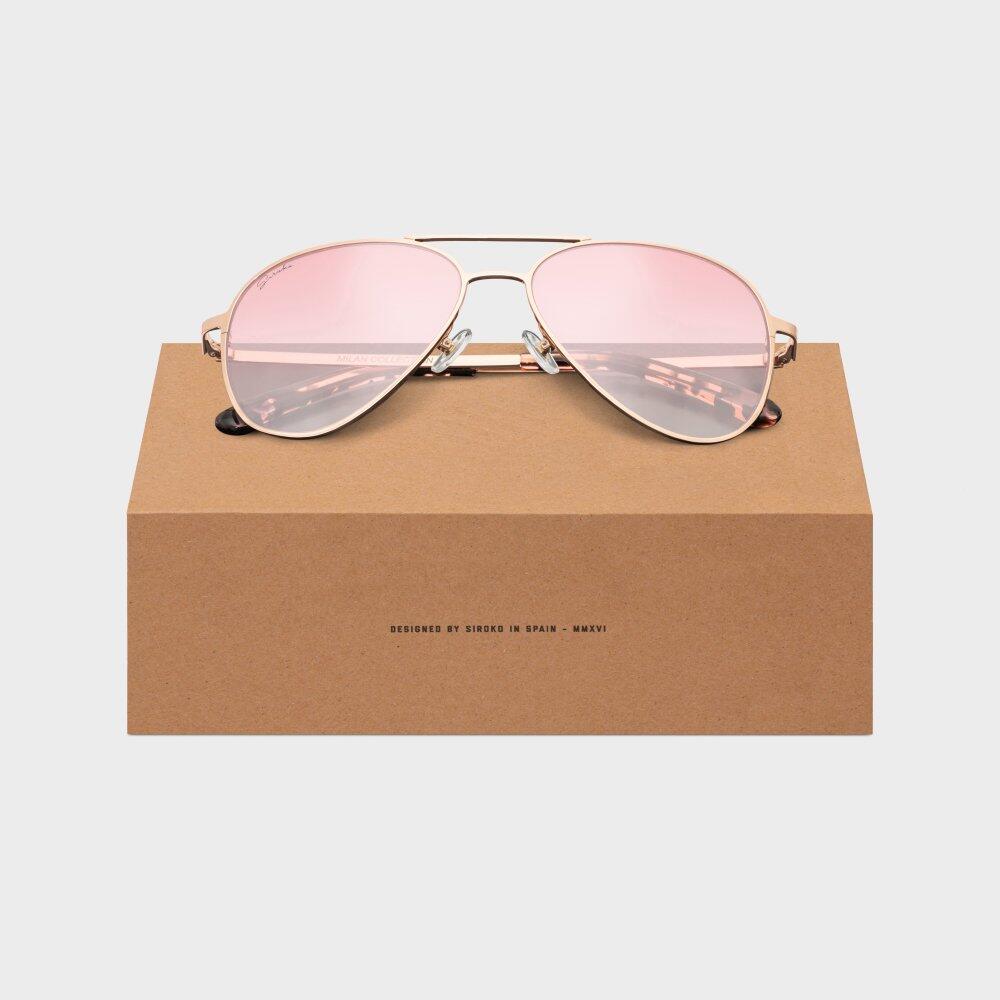 Men & Women Lifestyle Stainless steel aviator sunglasses San Siro Peach Pink