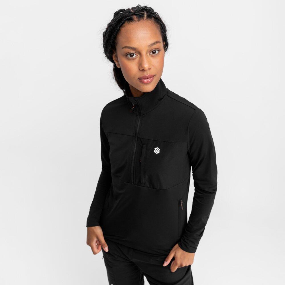 Polaire randonnée femme Symbol Noir col haut demi-zip UPF 50+ 2/8