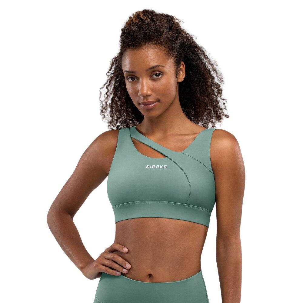 Women Fitness Sports bra - High support Cross Green Ash Green