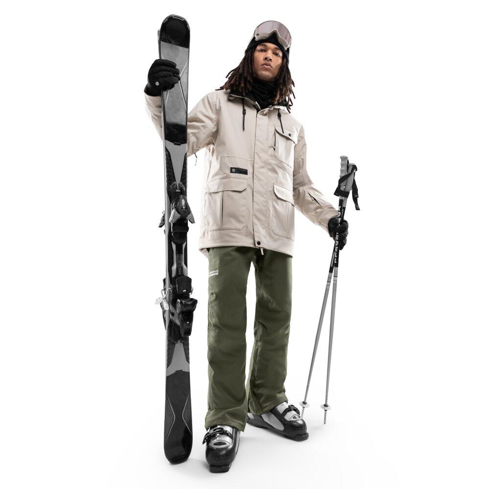 Veste snowboard Ultimate Astun beige hardshell 3 couches PrimaLoft 3/8