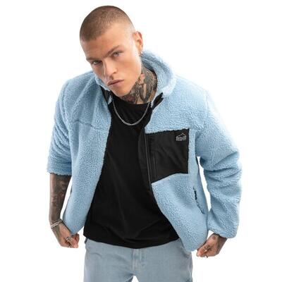 Heren lifestyle sherpa jas azure blauw