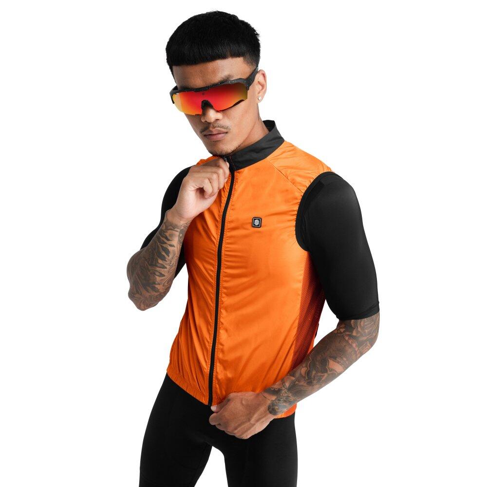 SIROKO Chaleco cortavientos ciclismo hombre V1 Season Naranja Intenso