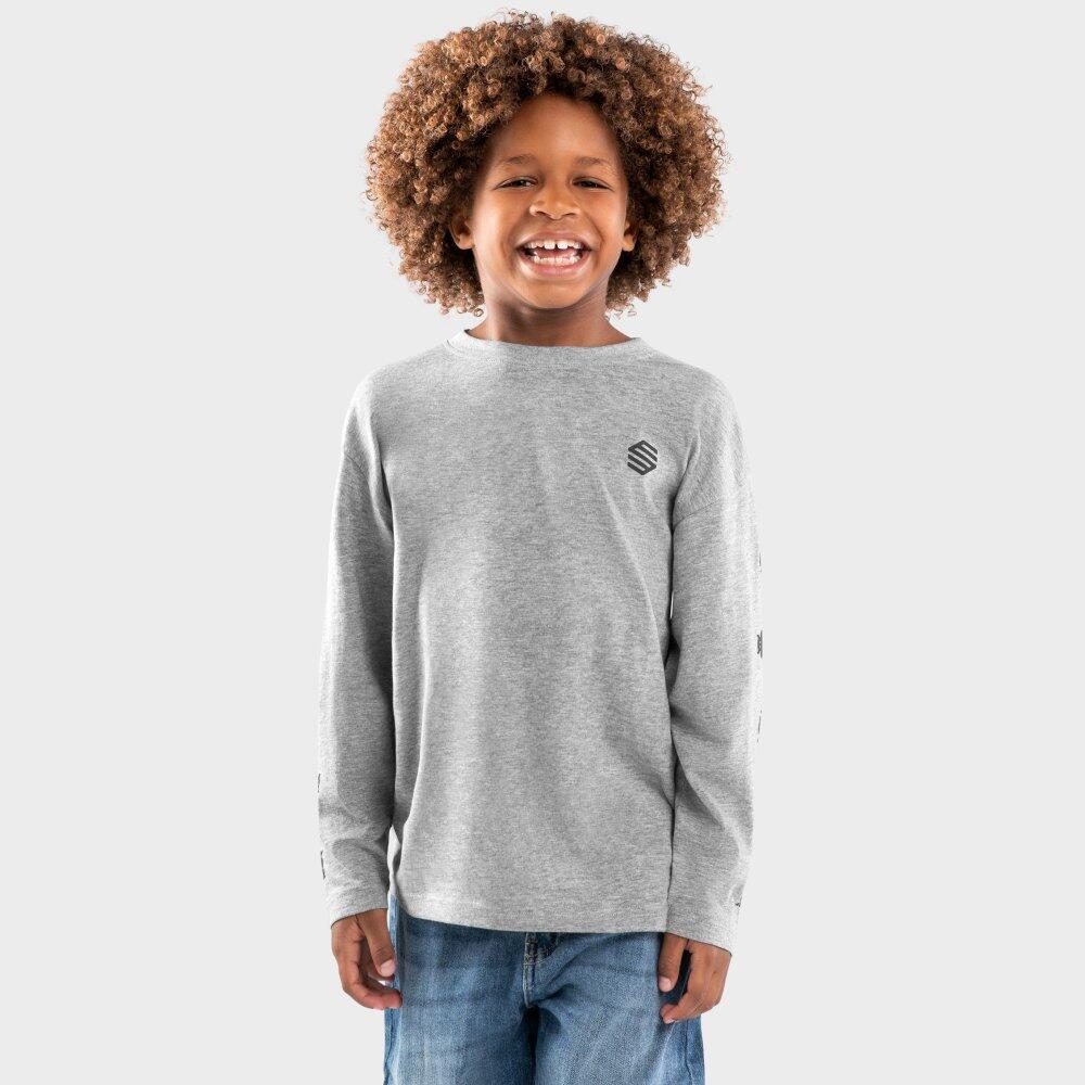 T-shirt coton manches longues garçon Lifestyle Enfants Yoho Gris 2/7