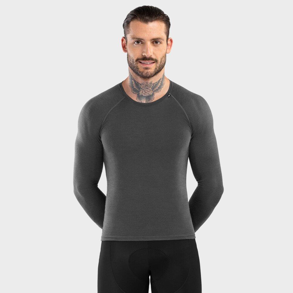 Herren Radsport fahrradbaselayer aus wolle für SRX Compact Grau 2/7