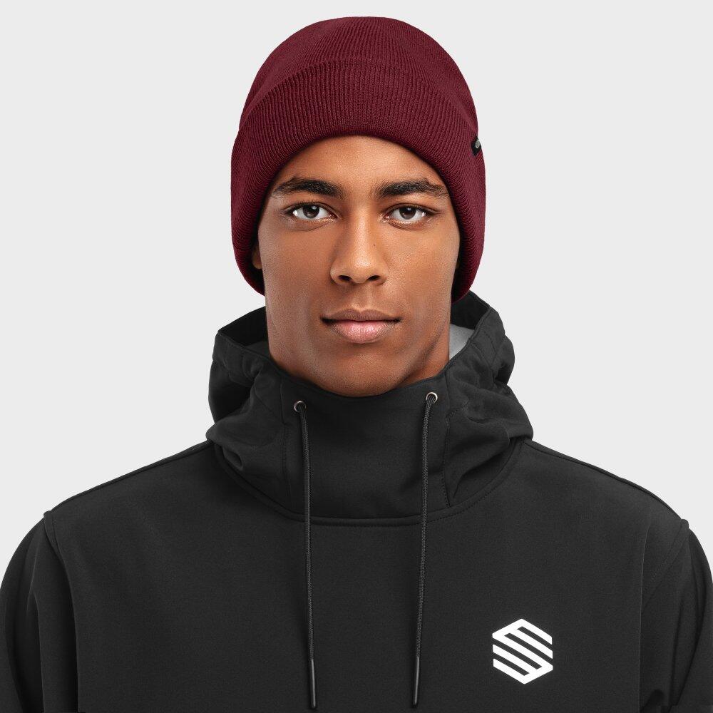 Heren en Dames Wintersport Wintermuts Snowflake Maroon Bordeaux 3/7