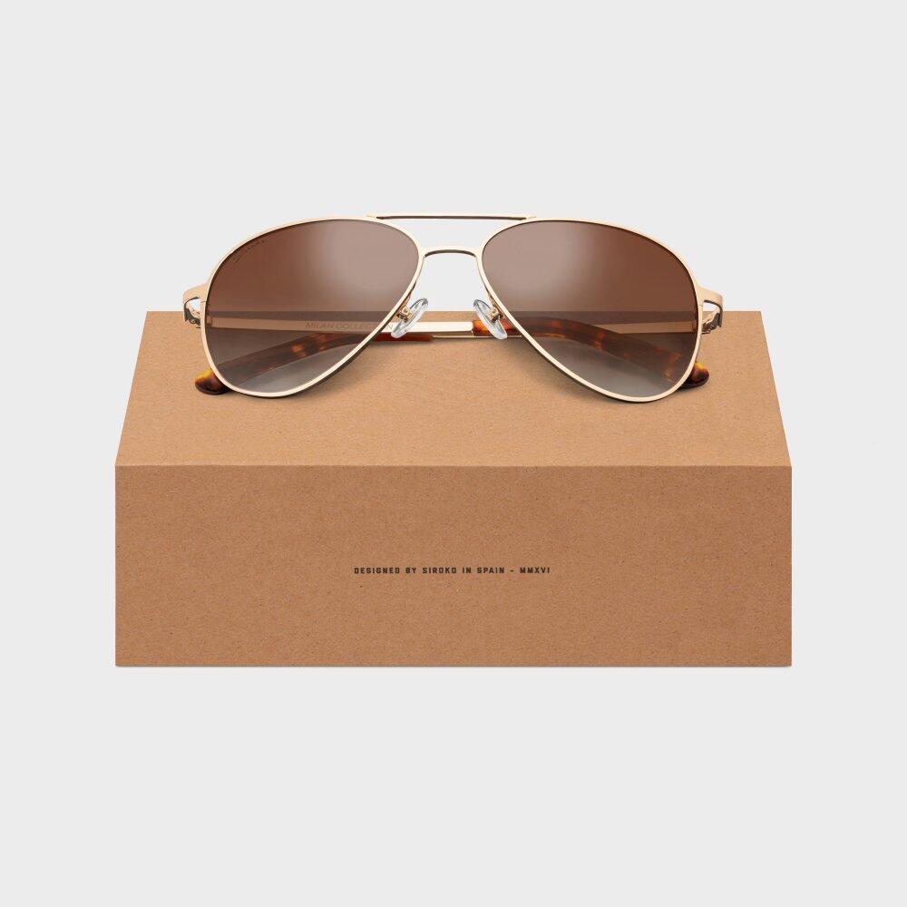Lunettes de soleil Sempione Siroko aviateur acier inox Marron 2/7
