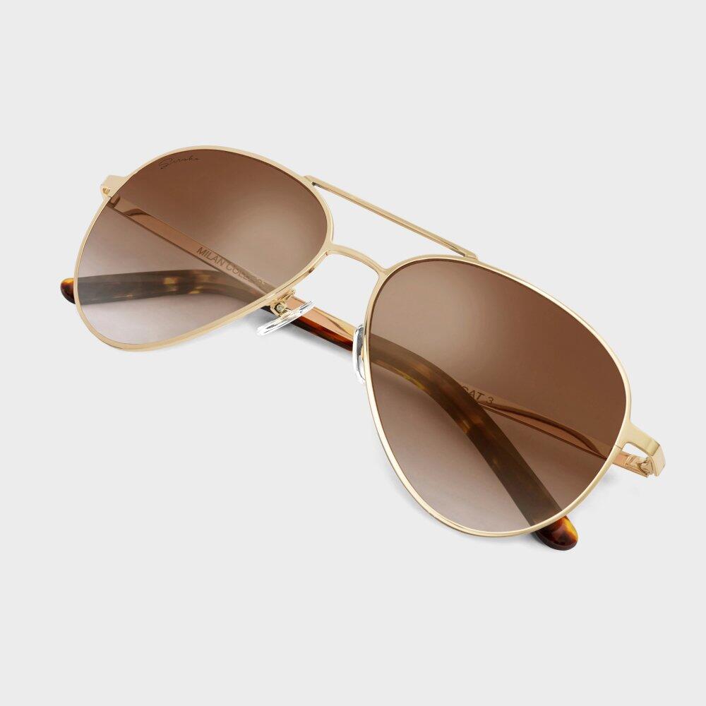 Herren und Damen Lifestyle Pilotenbrille aus Edelstahl Sempione Braun 3/7