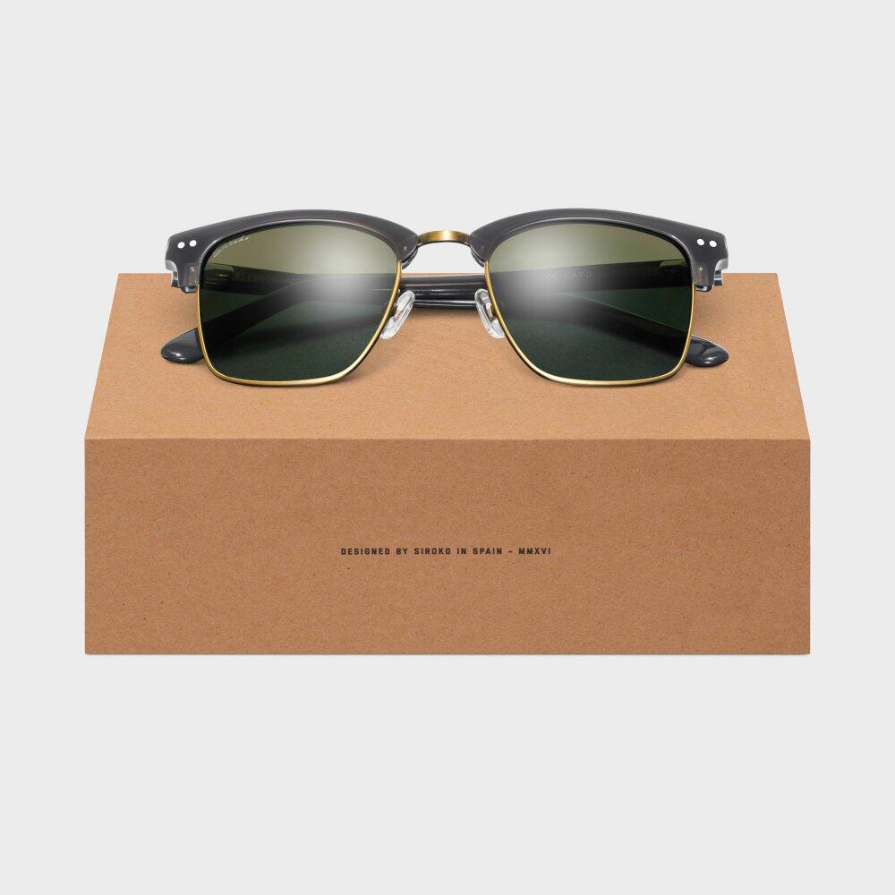 Lunettes de soleil Siroko Hudson acier inox noir, verres verts UV400 2/7