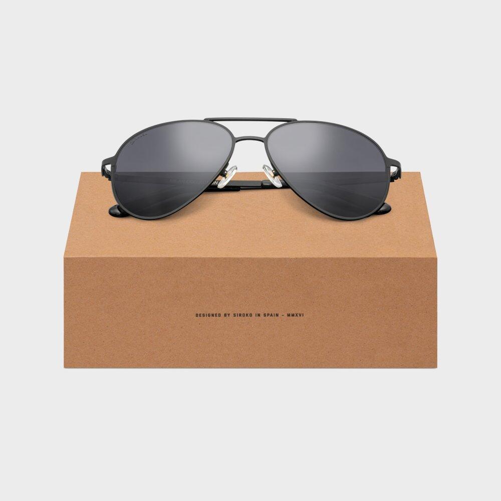 Lunettes de soleil Siroko Monza aviateur acier inox noir UV400 2/7