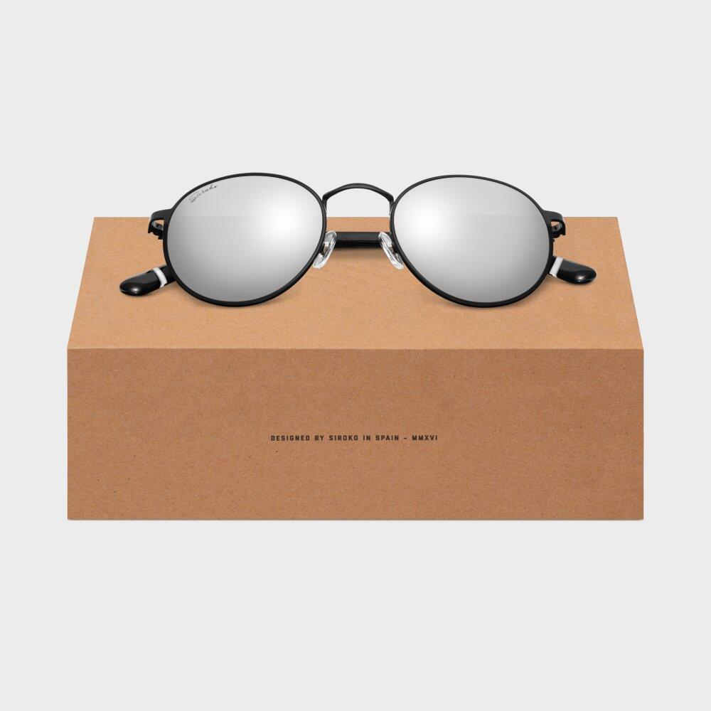 Lunettes de soleil Notting Hill Siroko acier inox noir, verres miroir UV400 2/7