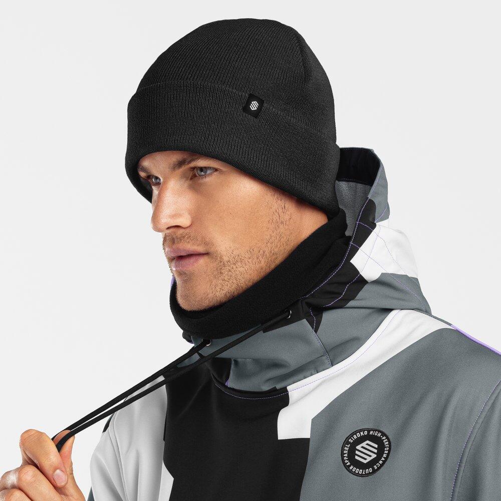 Bonnet hiver Sports d'hiver Homme et Femme Snowflake Black Noir 2/7